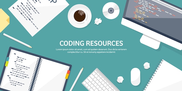 programming and coding flat computing background code hardware software web development seo search