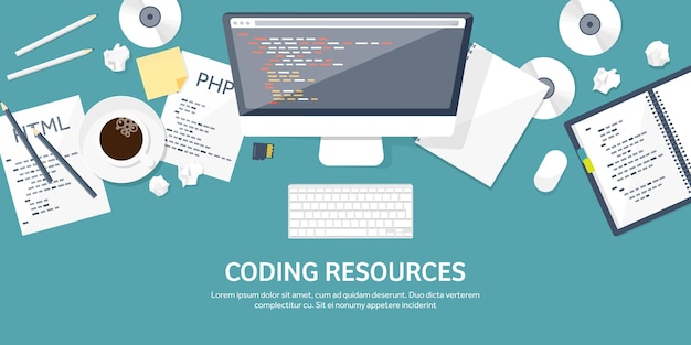 programming and coding flat computing background code hardware software web development seo search
