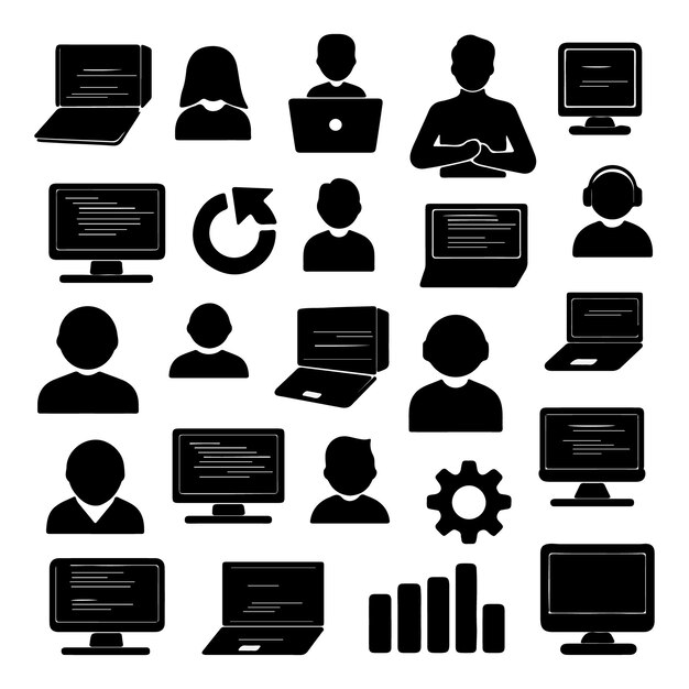 programming and coding icon set vector silhouette collection for software development code api
