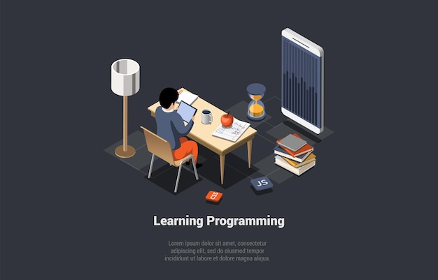 programming and coding learning software coding testing debugging mobile apps programming seo search engine developer learning frontend mobile programming isometric 3d vector illustration