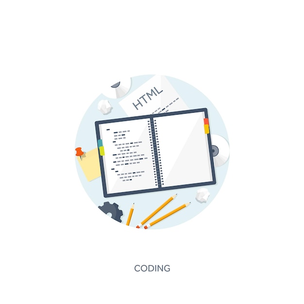 programming coding and seo flat computing background code hardware software web development search