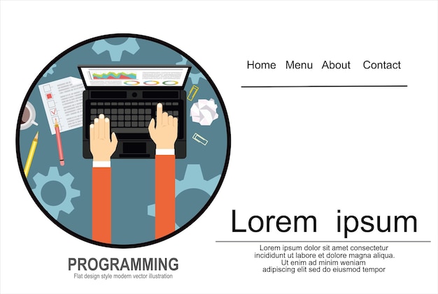 programming and coding, website development, web design. flat vector illustration