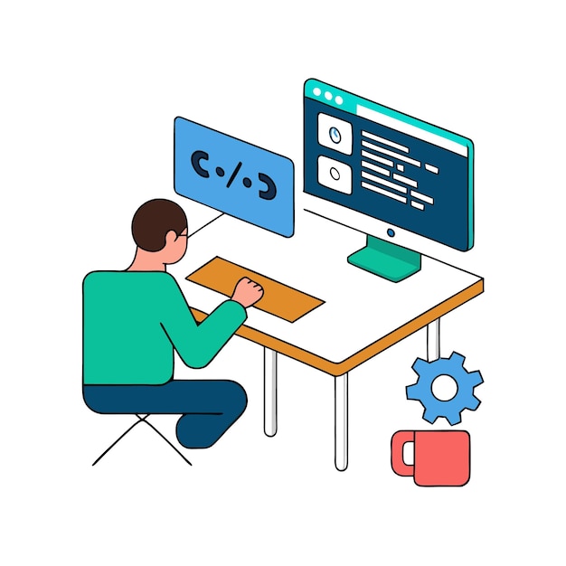 Programming concept codering java script programming illustratie