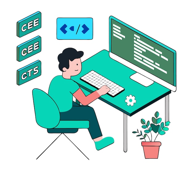Programming concept codering java script programming illustratie