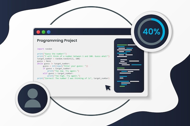 programming concept with python language vector illustration