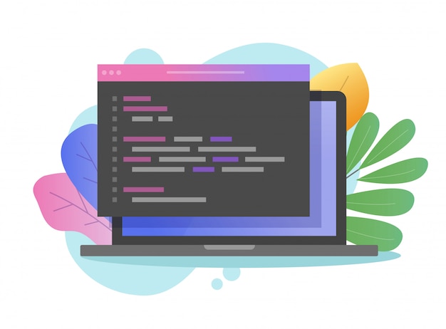 ラップトップコンピューターの画面でのJavaScriptまたはHTMLコードのプログラミング