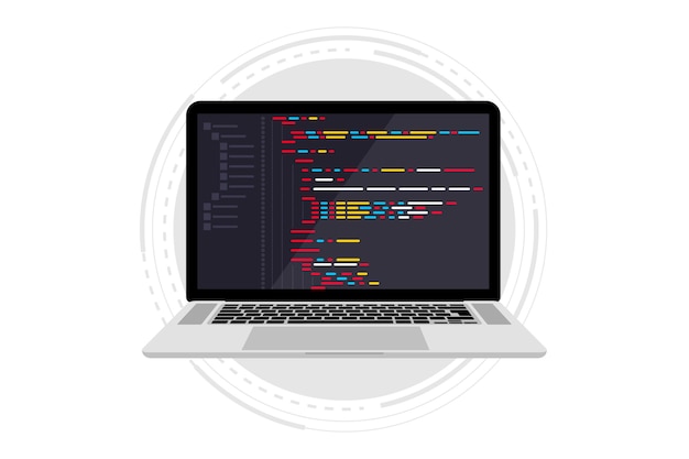 programming language and program code on screen laptop programming coding php html