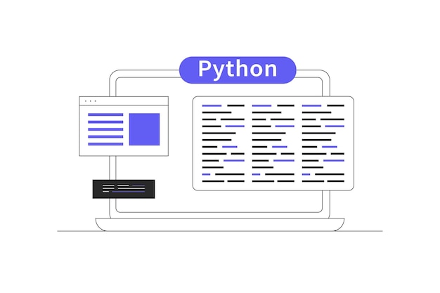 Python programming language code on screen Software development coding programming technology