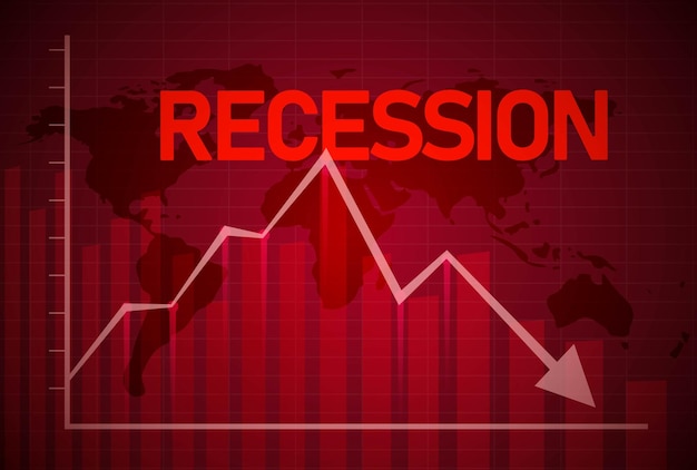 recession background worldwide graph showing decrease in recession headline