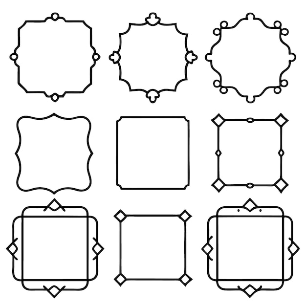 rectangular calligraphic frames set thin line geometric frames linear frames vector