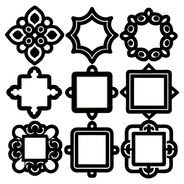 rectangular calligraphic frames set thin line geometric frames linear frames vector