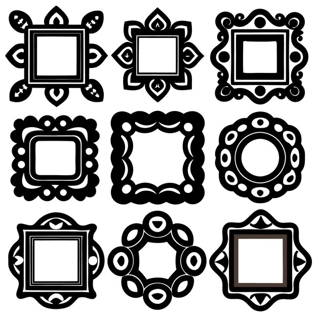 rectangular calligraphic frames set thin line geometric frames linear frames vector