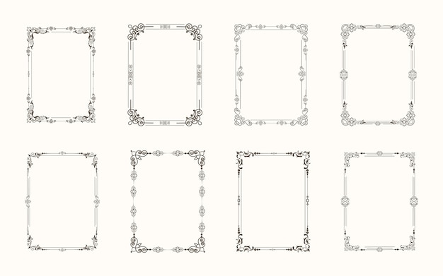 rectangular calligraphic frames set