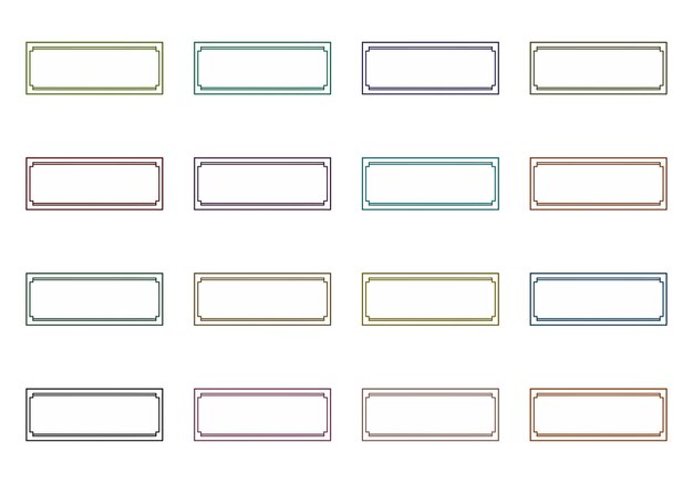 rectangular double line frames elements set
