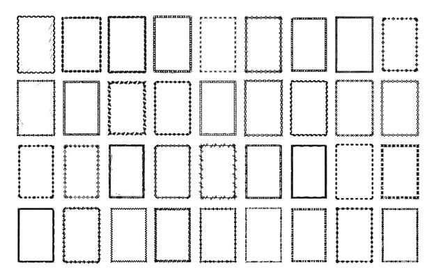rectangular frames and rustic borders vector set
