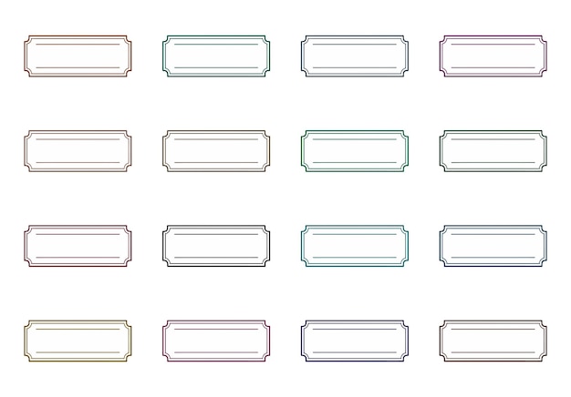 rectangular labels and frames elements set
