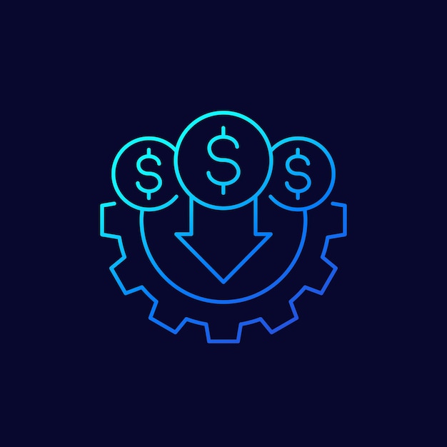 reduce or decrease cost line icon