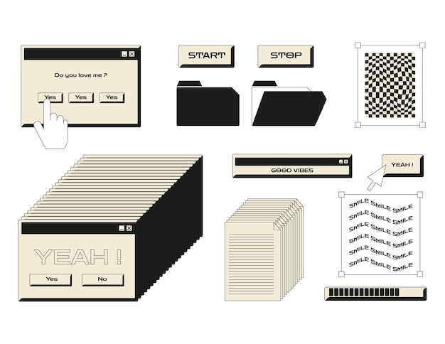 retro computer interface elements