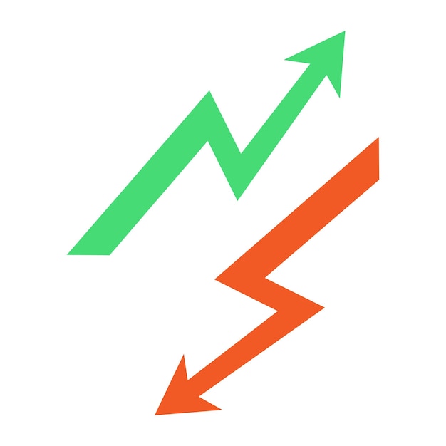 rising and falling arrow business concept increase and decrease sign vector isolated on white
