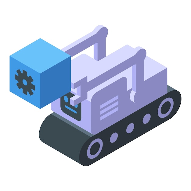 robot coding icon isometric vector work process code program