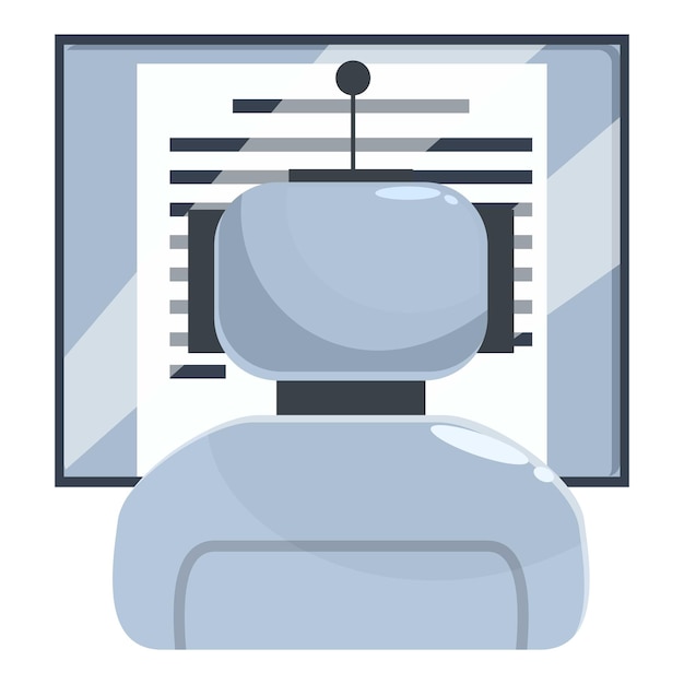 robot working on computer programming code on screen