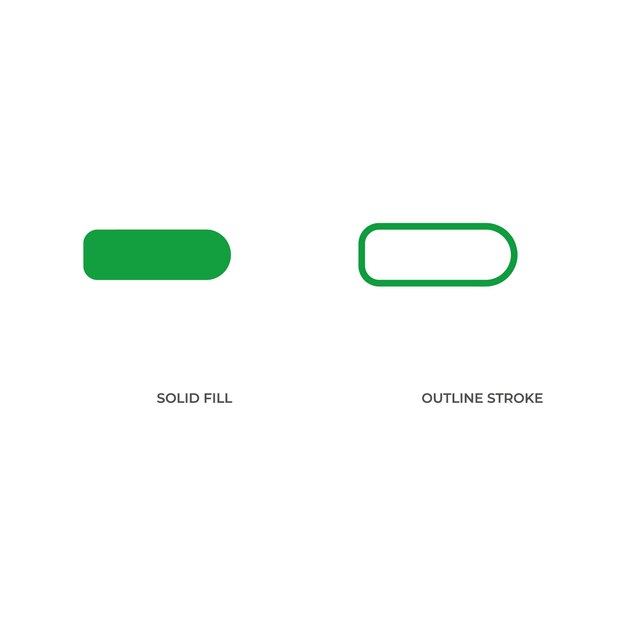 rounded rectangle solid and outline elements set