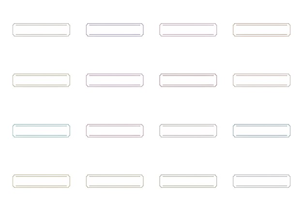 rounded rectangular frames elements set