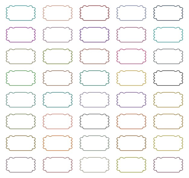 rounded rectangular frames elements set