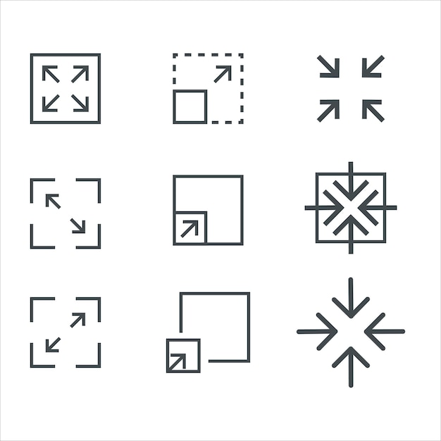 scaling and sizing arrows icon concept illustration resize increase decrease scalability symbol
