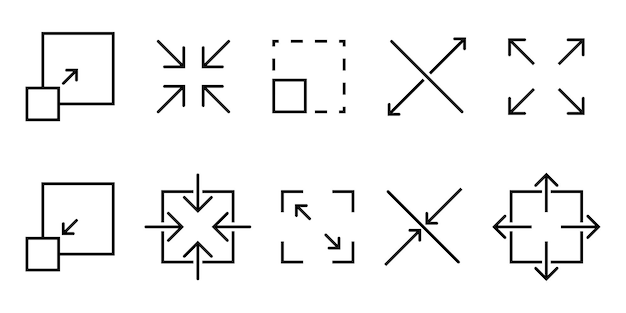 scaling and sizing arrows vector icons set resize increase decrease