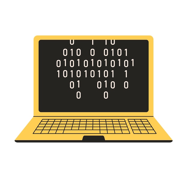 script coding and programming concept user programming coding binary code on laptop icon for web