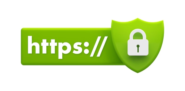 Безопасный щит протокола https, символизирующий безопасность веб-сайта и зашифрованное интернет-соединение