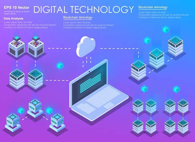 server room software development and programming flat isometric illustration coding creative program or system process