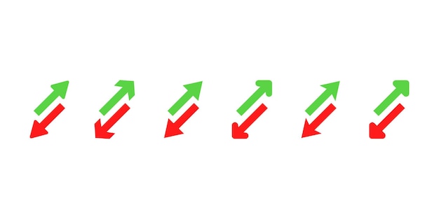 set of arrows up and down green and red arrows increase and decrease