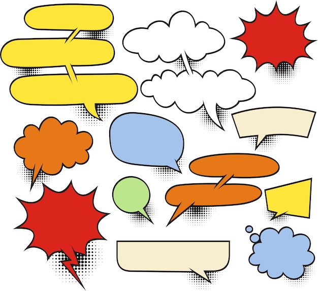 a set of comic speech bubbles and elements