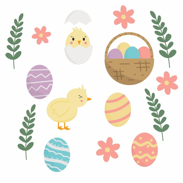 set of easter elements easter collection