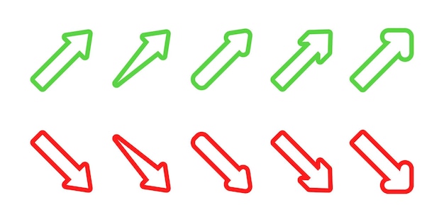set of financial arrows up and down green and red arrows increase and decrease vector 10 eps