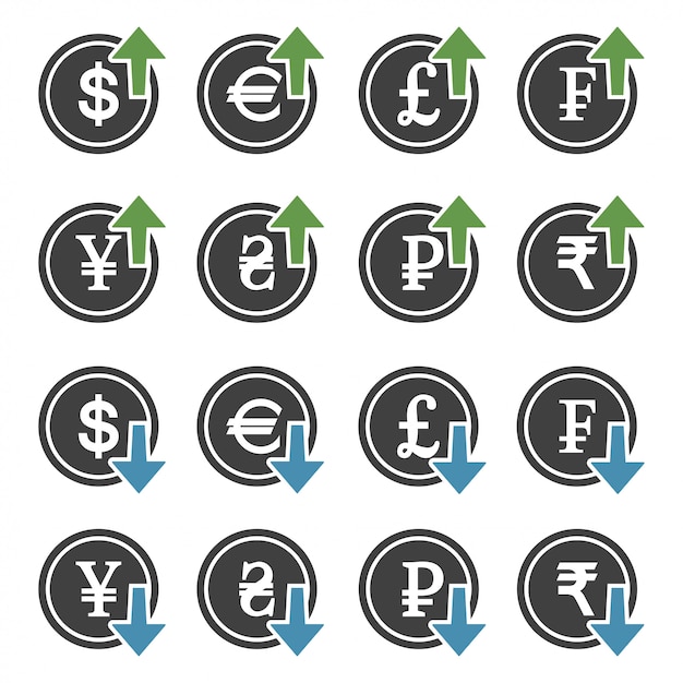 set of money cost increase and decrease with arrow