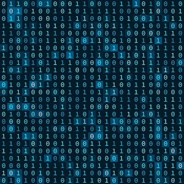 simple blue binary computer code seamless pattern