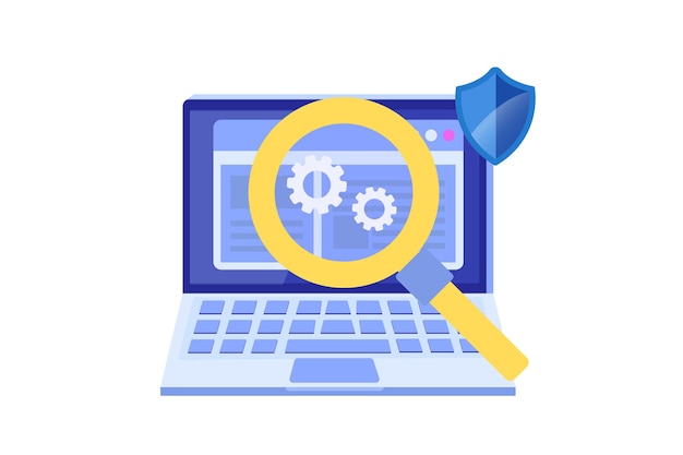 software or application flat  concept.  debugging development process. 