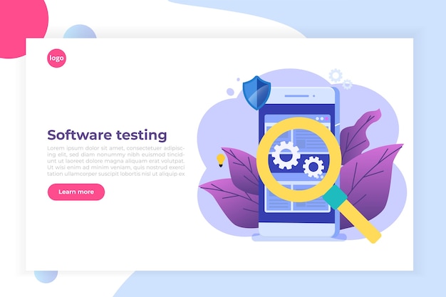 software or application flat  concept.  debugging development process. 