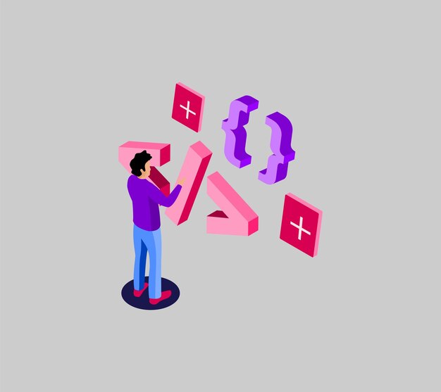 software code development programmer isometric vector