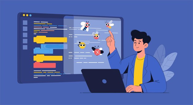 software developer debugging code issues