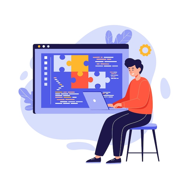software developer solving puzzles in code