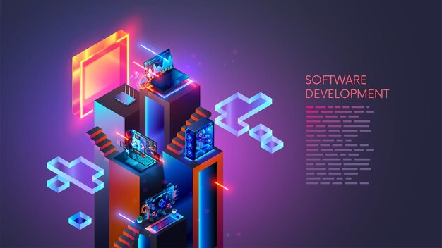 software development coding programming concept programming testing cross platform code app on laptop tablet phone education skill up of programmer technology computer software development