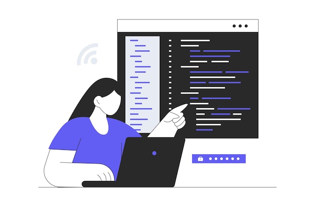 software development process of developing application or program programming and writing code web
