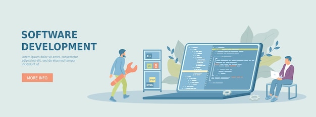 software development programmers create computer software write code test programs promotional w