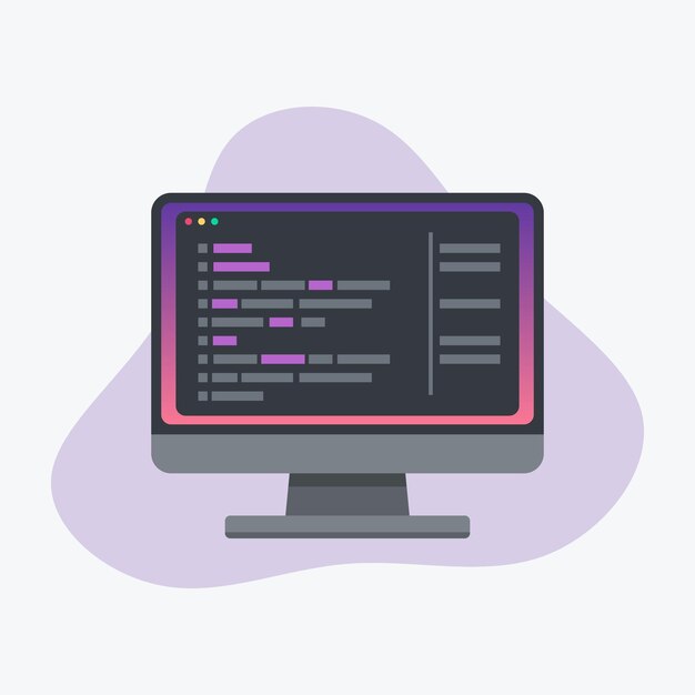 軟件開發編碼在電腦概念向量插圖上編碼