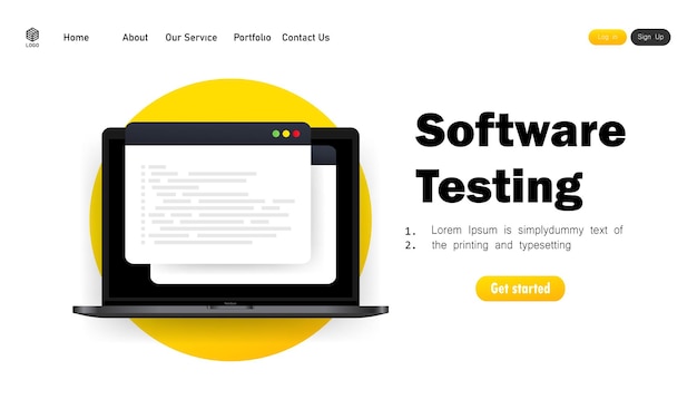 software development, programming, coding, testing illustration.