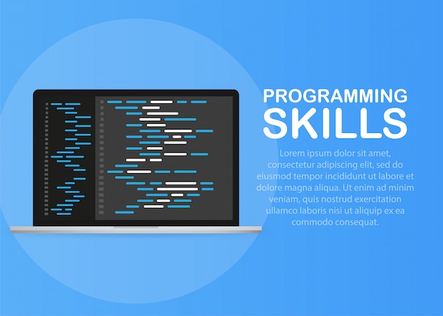 software development, programming, coding vector concept.